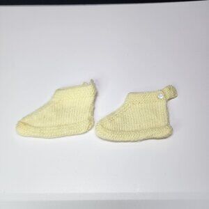 Newborn Knitted Baby Booties Bootees Yellow Crochet Pair